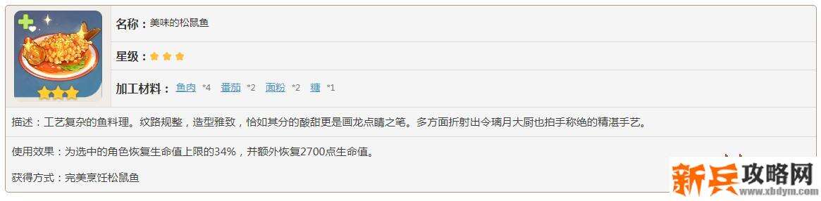 原神美味的松鼠鱼需要什么材料