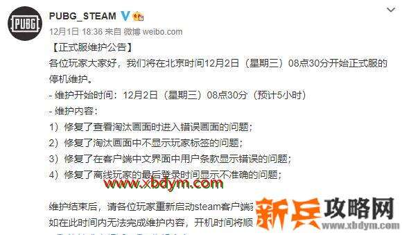 绝地求生12月2日更新了什么 绝地求生2020年12月2日更新内容