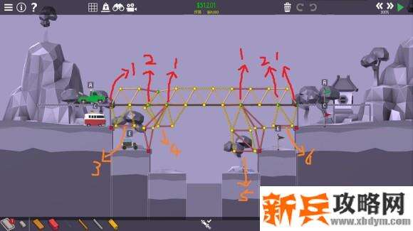 桥梁建造师2《PolyBridge2》5-1攻略