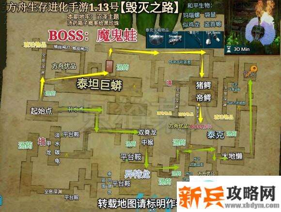 方舟生存进化手游地牢【毁灭之路】地图及攻略