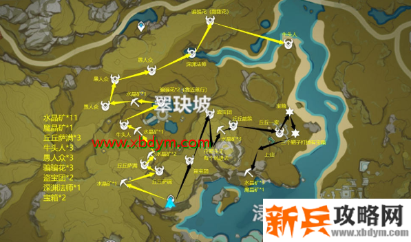 原神1.1版本挖矿锄大地路线图