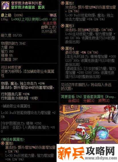 DNF皇家神话属性改版 新增14%技攻