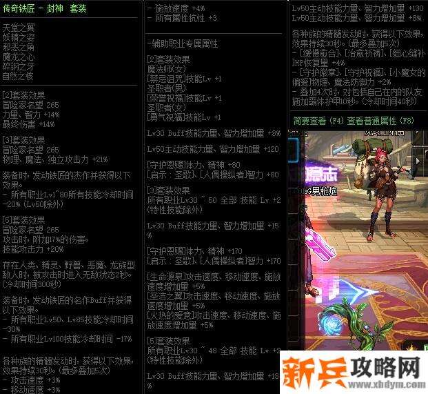 DNF传奇铁匠封神套装属性改版 新增20%技攻
