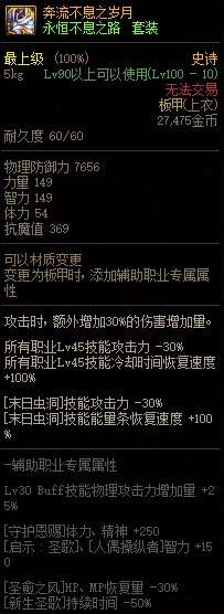 DNF奔流不息之岁月属性改版 提升2%黄字