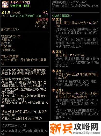 DNF浪漫旋律华尔兹属性改版 加10%技攻