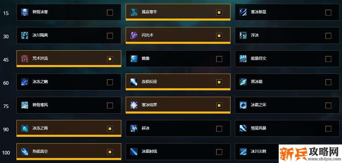 魔兽8.3冰法天赋加点